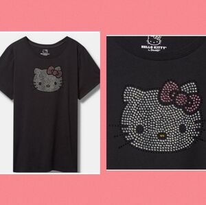 🆕️🐱 HELLO KITTY RHINESTONE CLASSIC FIT COTTON CREW TEE🐱